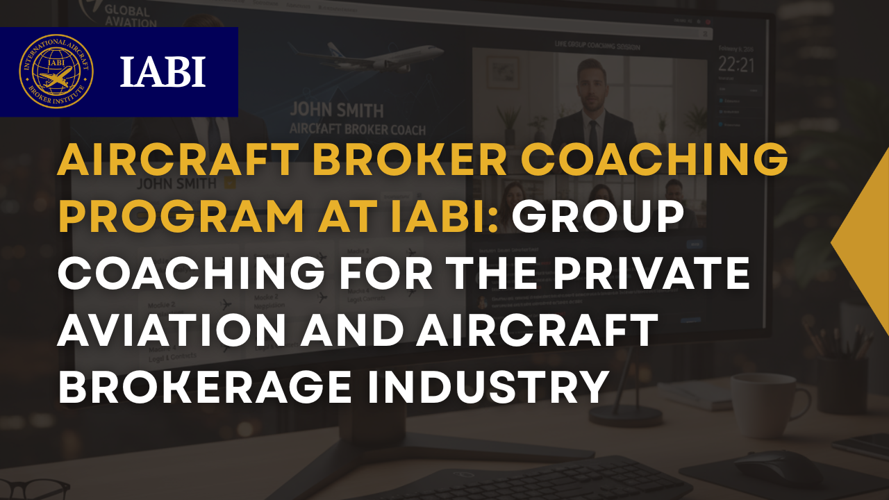 Group coaching session in aircraft brokerage training academy discussing private aviation industry
