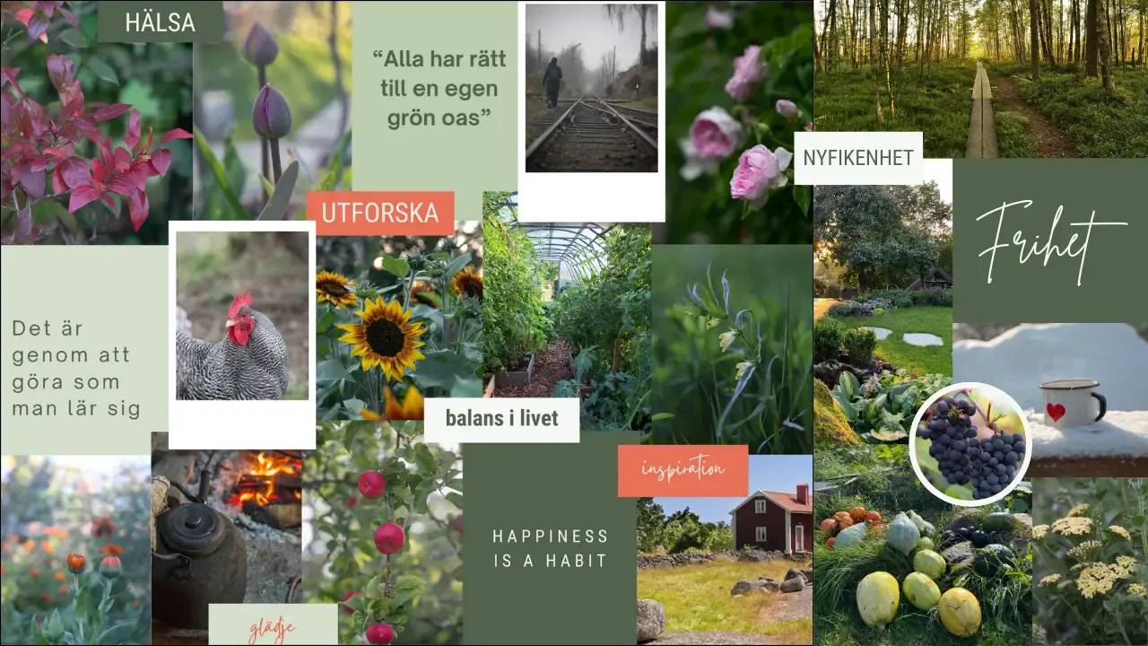 Mood board trädgård