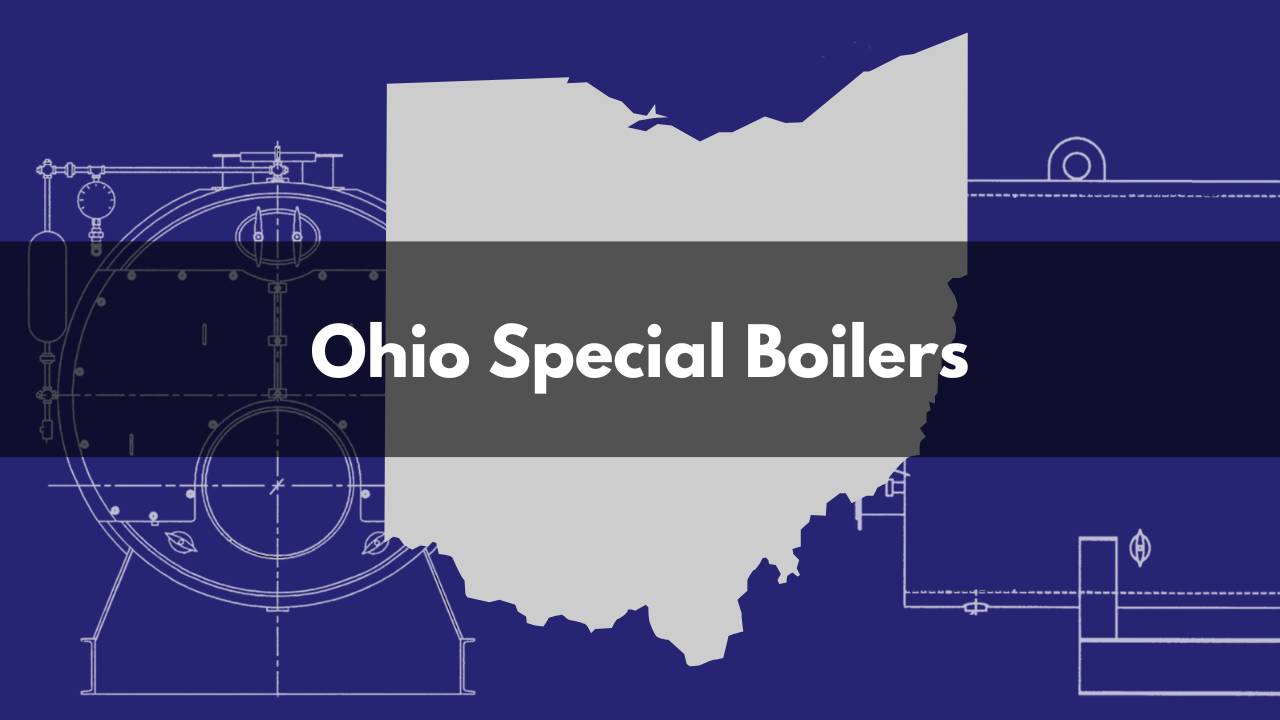 Title text Ohio Special Boilers with the state of Ohio and a drawing of an Ohio Special Boiler