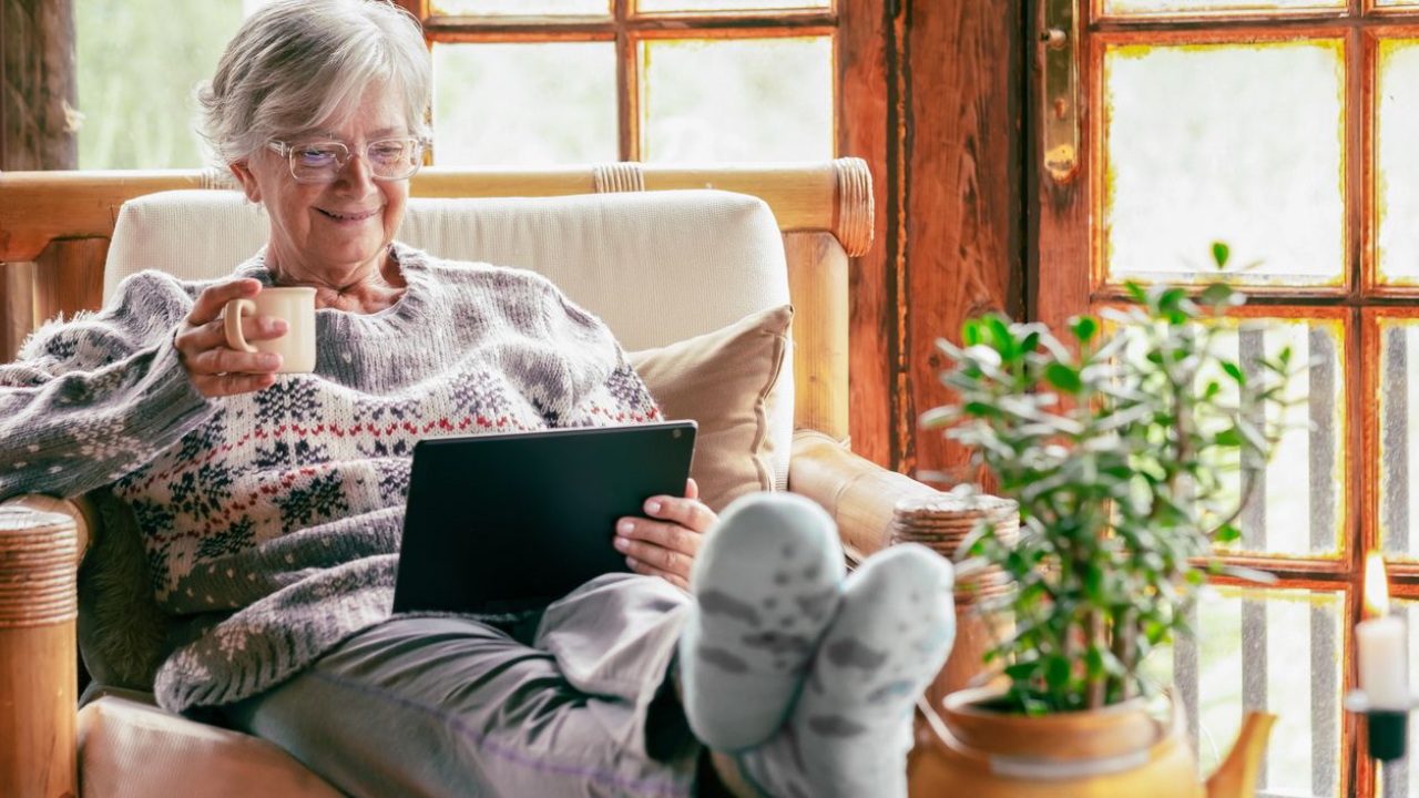 Woman cozy in the winter months.