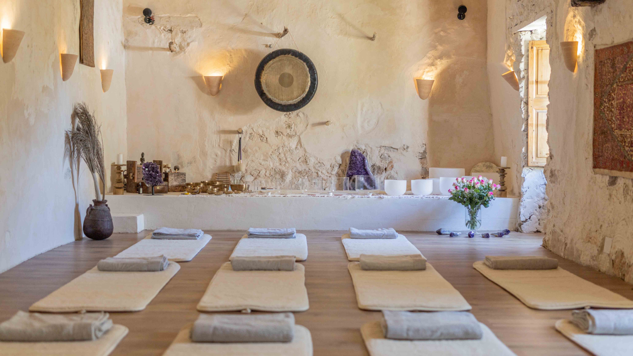 yoga at the back of the room