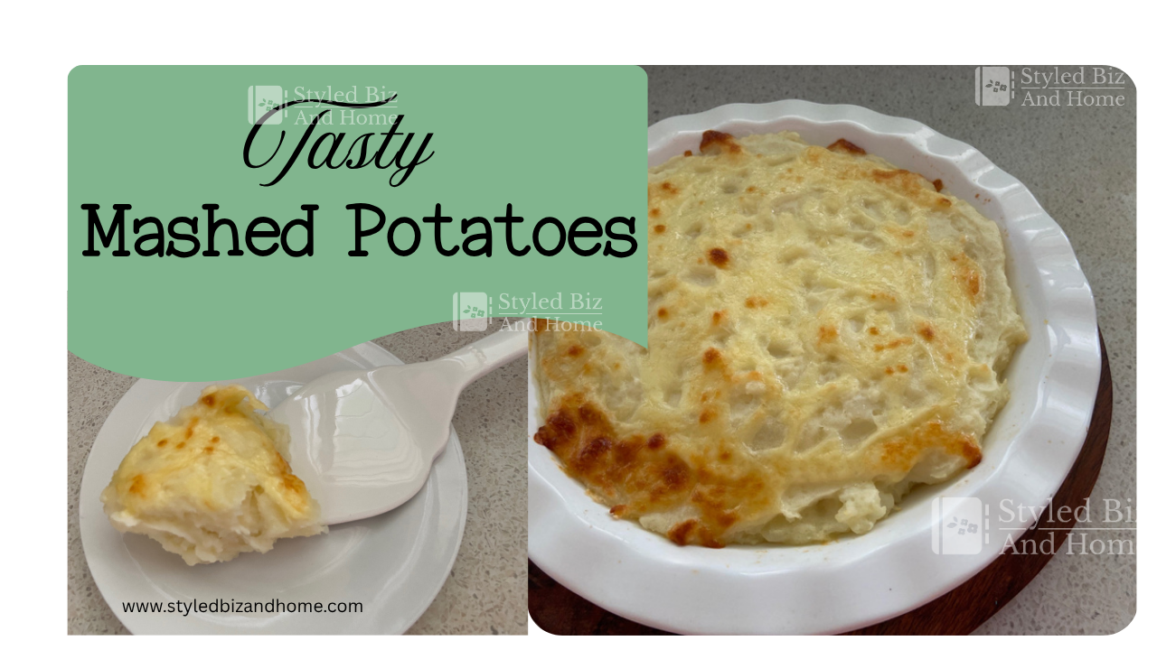mashed potatoes in a circle baking dish