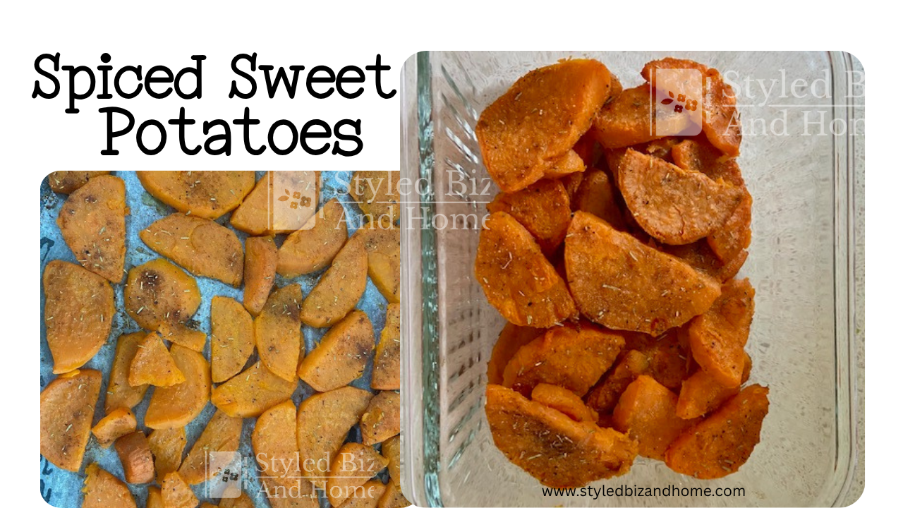 Spiced Sweet Potatoes in an oven tray