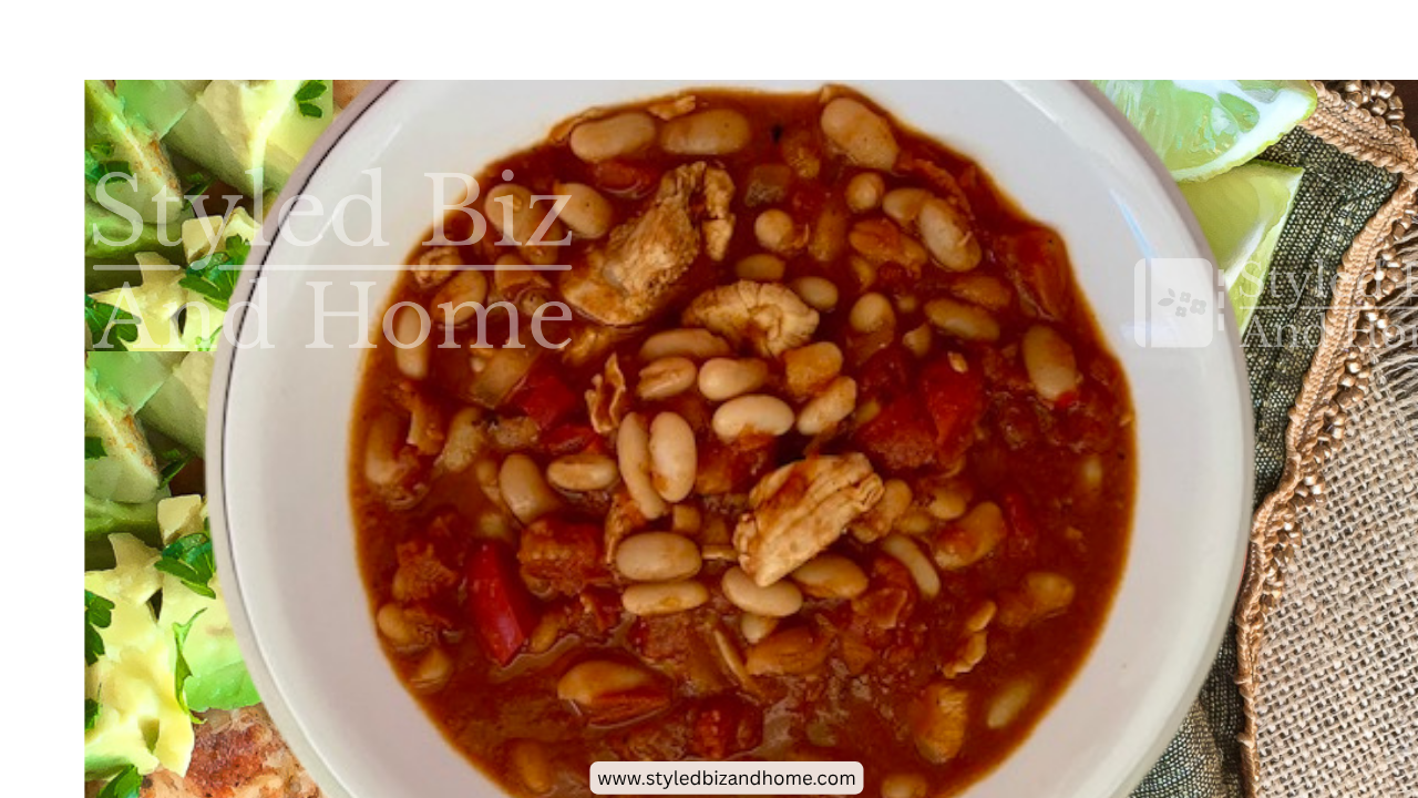 Tex Mex Chicken and White Beans on a bowl