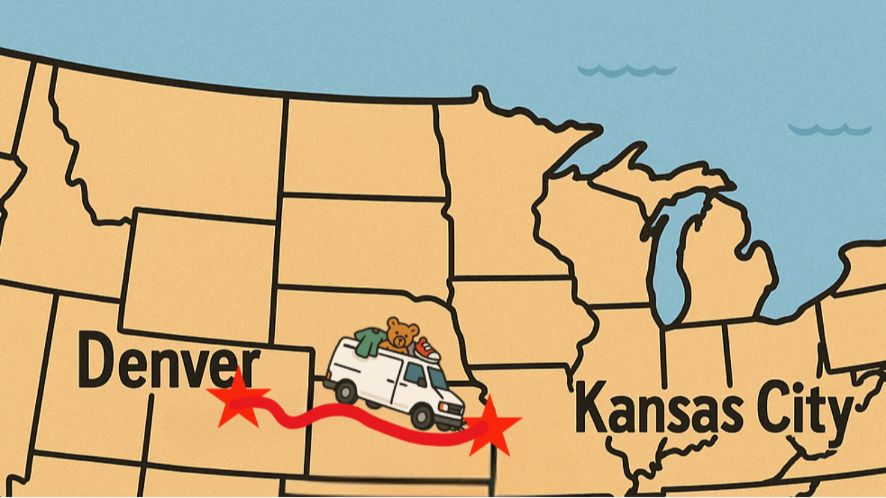 Loaded Van moving from Denver to Kansas City