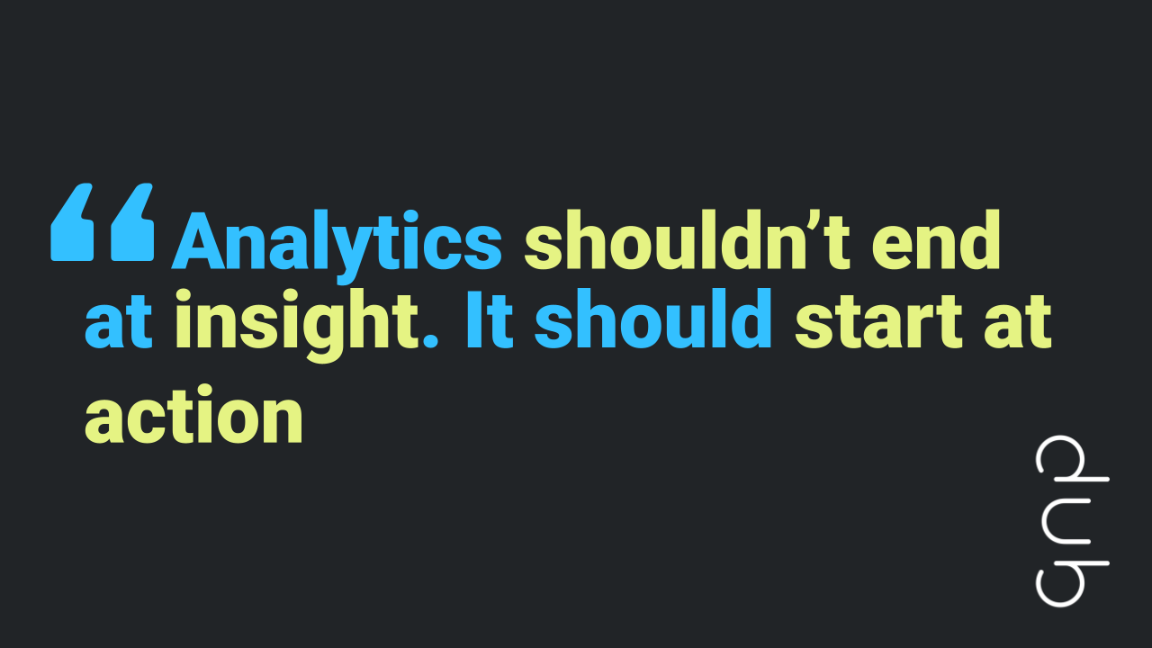 Quote highlighting that analytics should drive action, aligned with Tableau Next and Salesforce analytics.