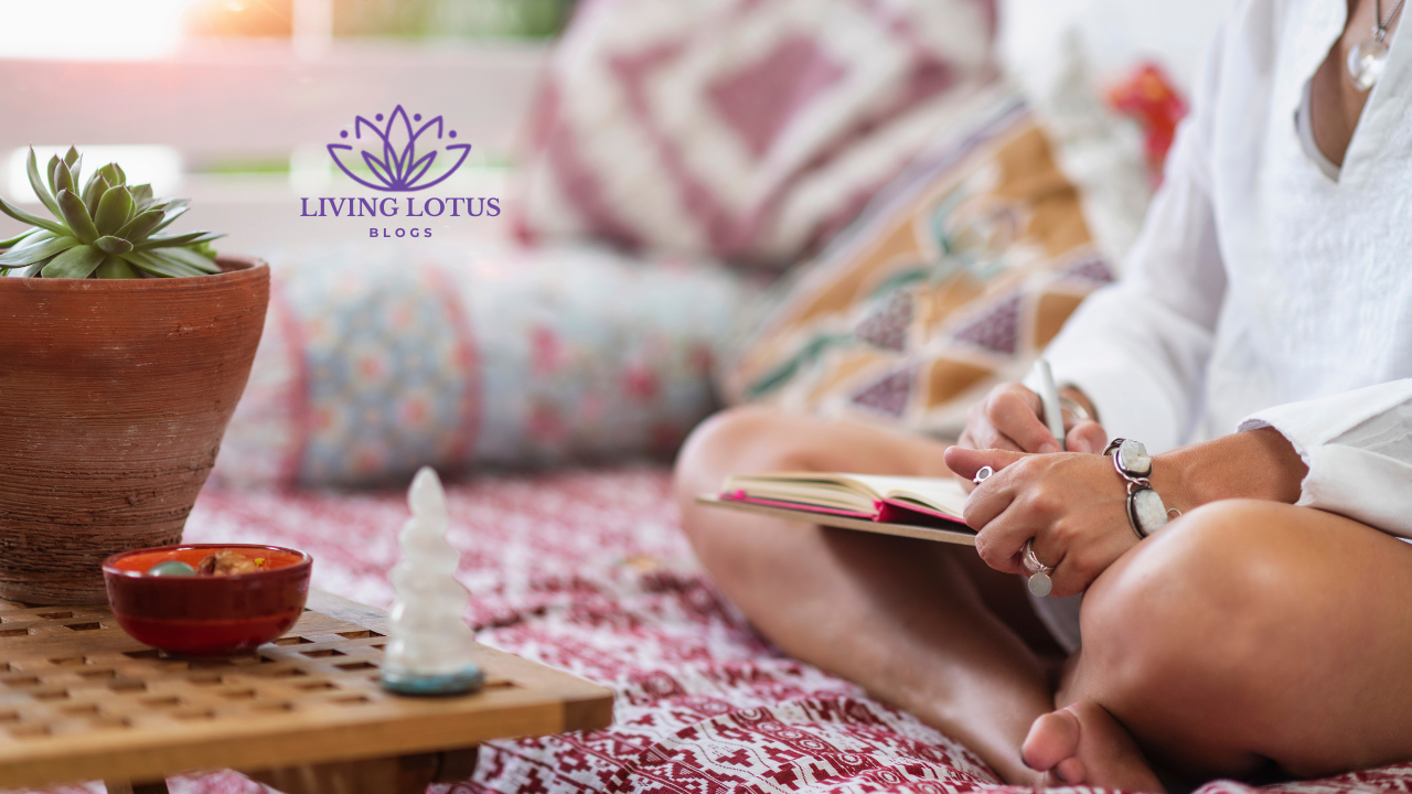 Woman seated with journal