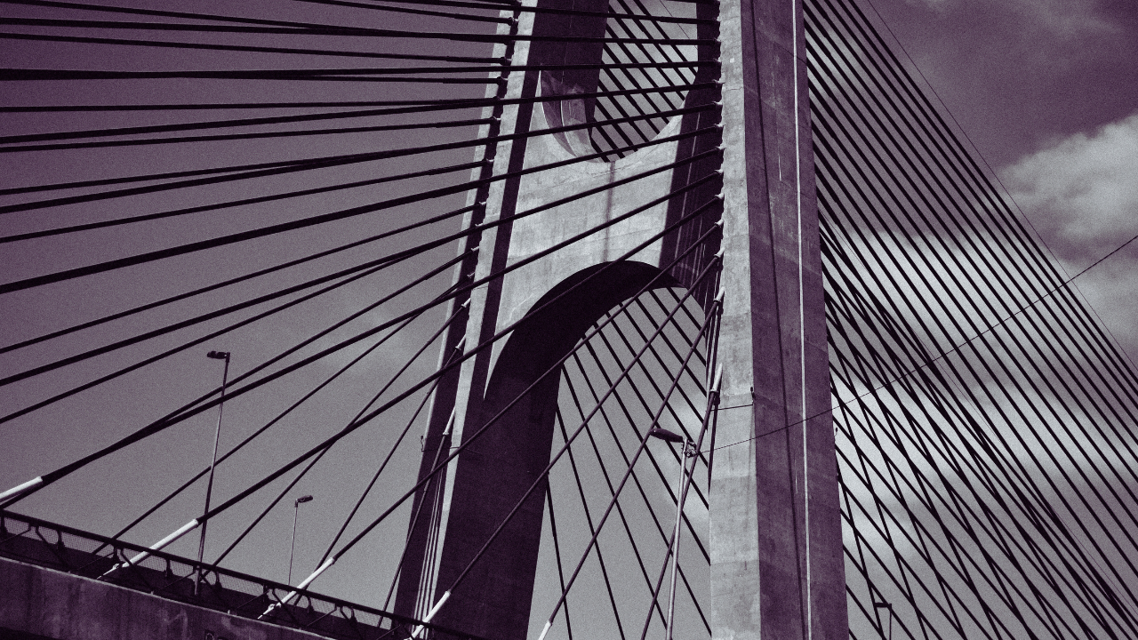 Architectural tension cables symbolizing the hidden internal strain of executive presence in leadership