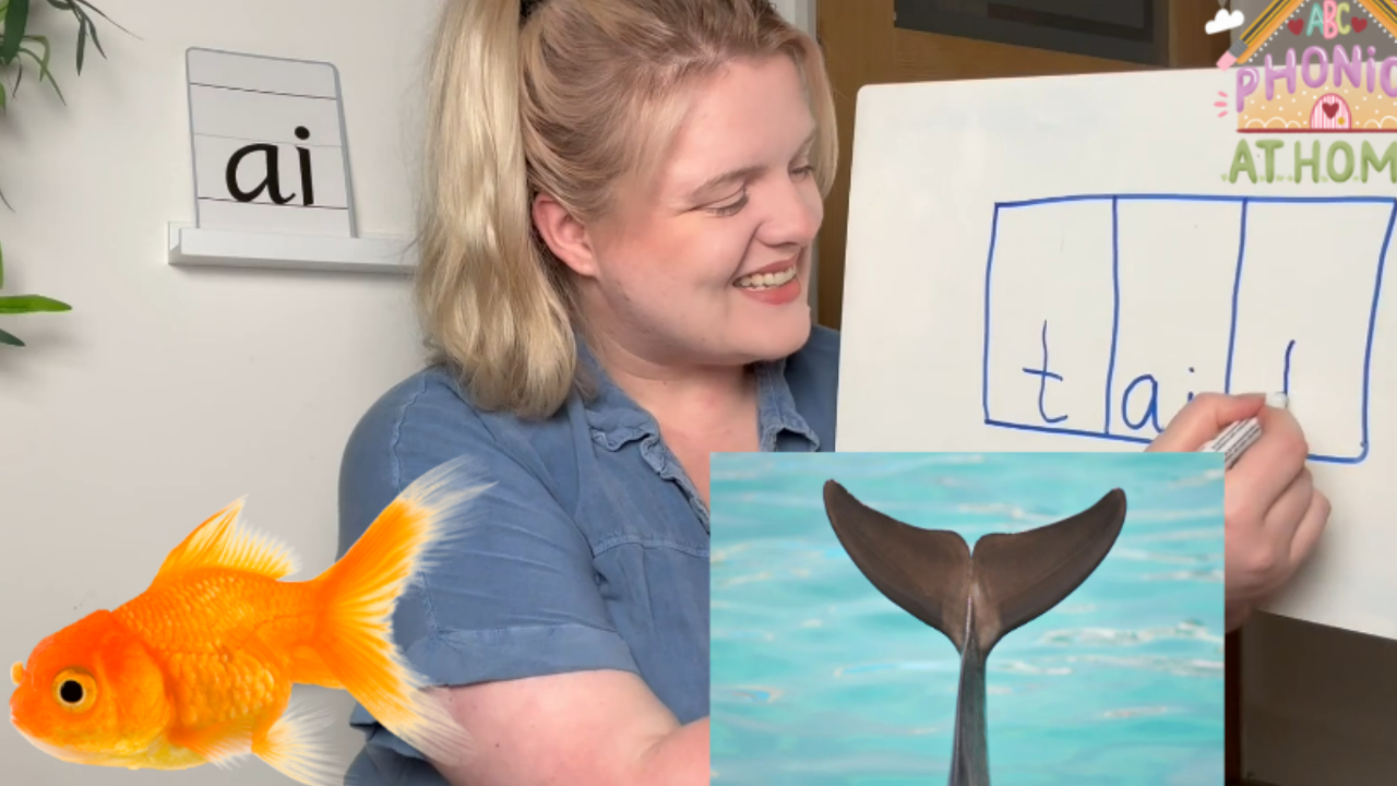 A phonics teacher teaching blending and segmenting to children who are ready for phonics