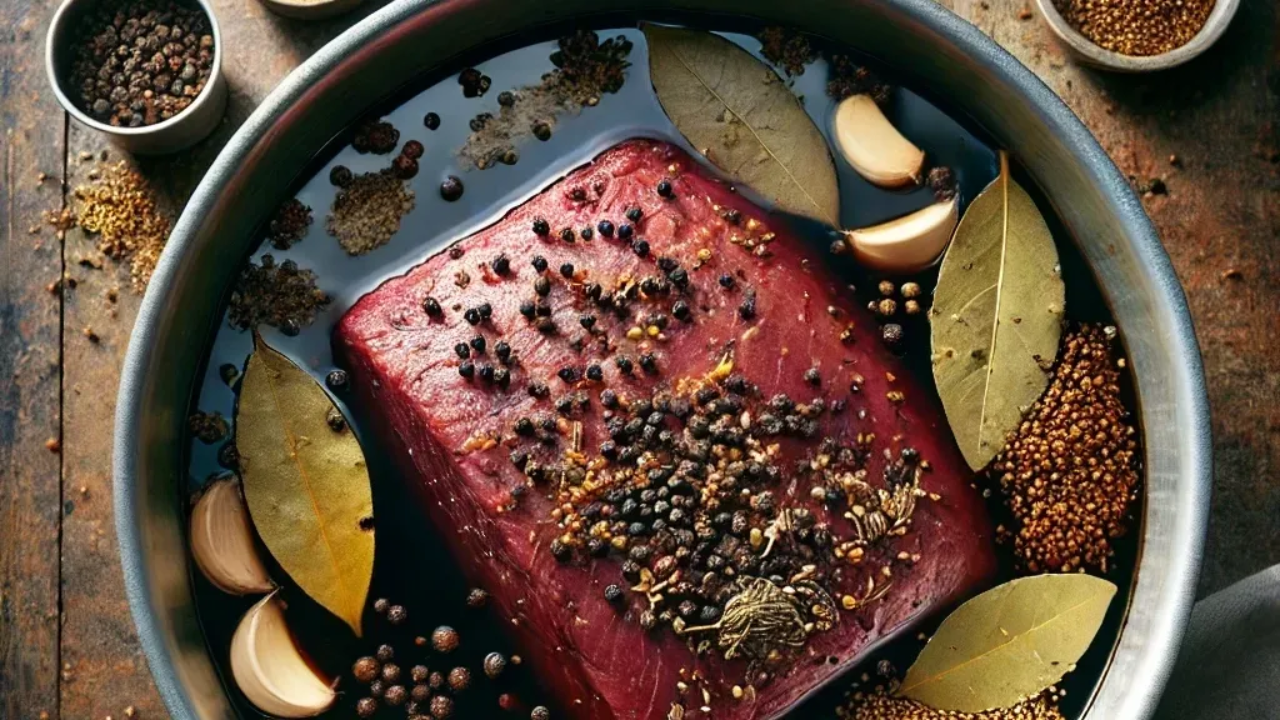 Brisket sitting in brine for corned beef