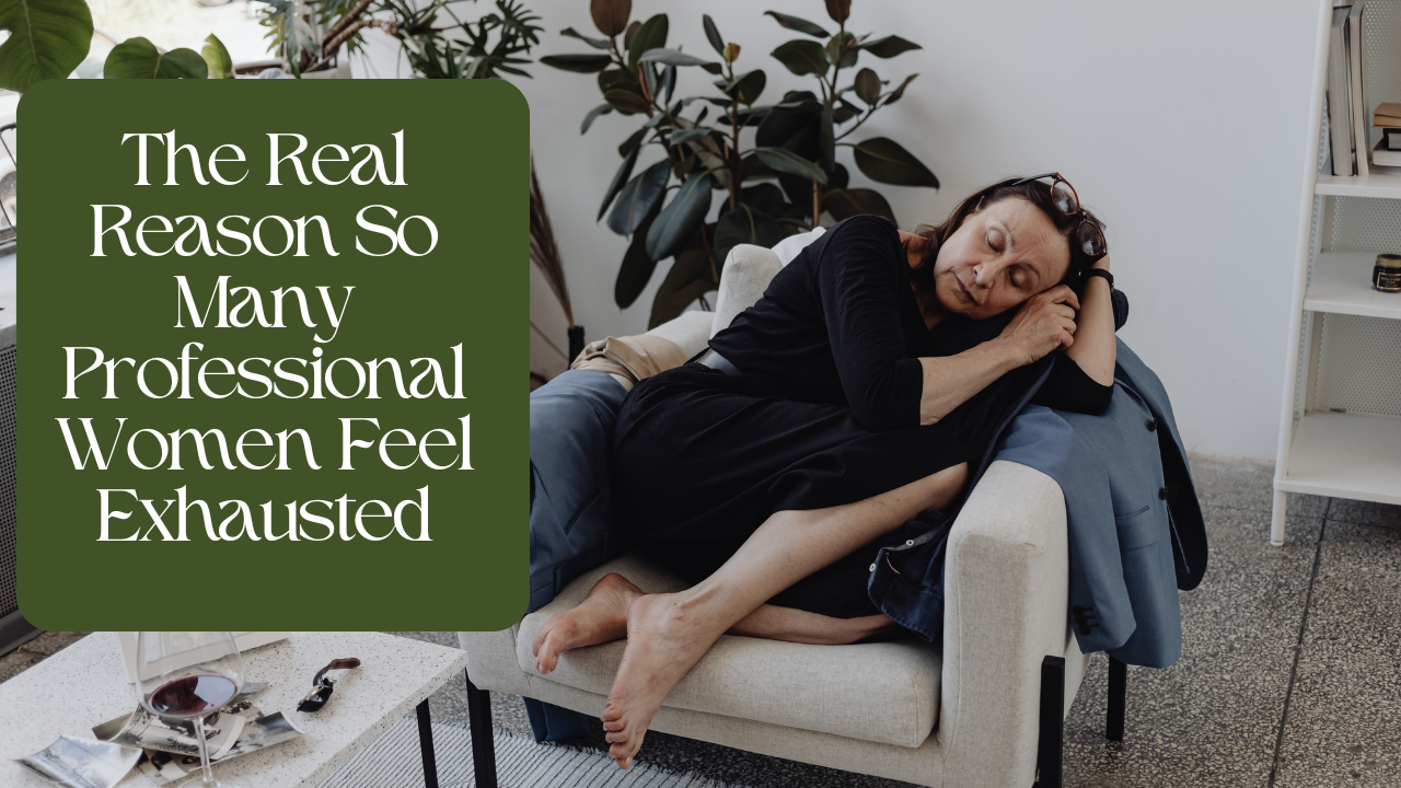 Woman exhausted on sofa