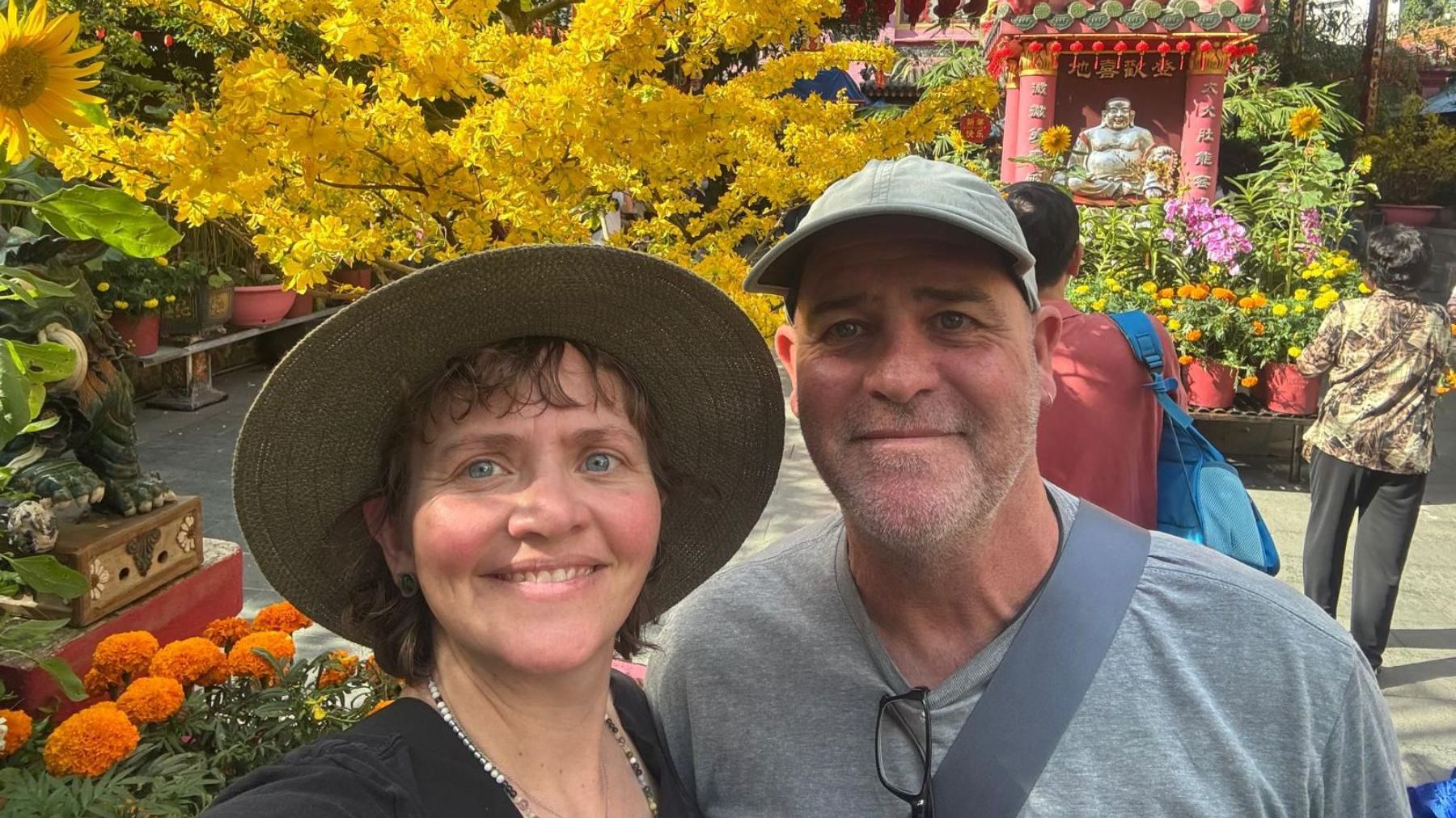 Bridget and Charlie exploring food and culture in Vietnam.
