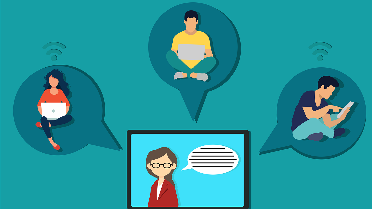 course creator teaching online to three different students