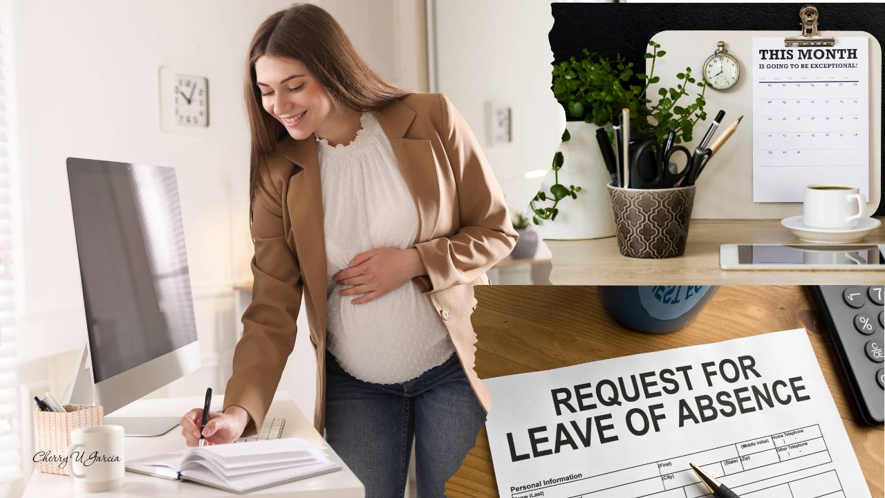pregnant woman writing on a notebook