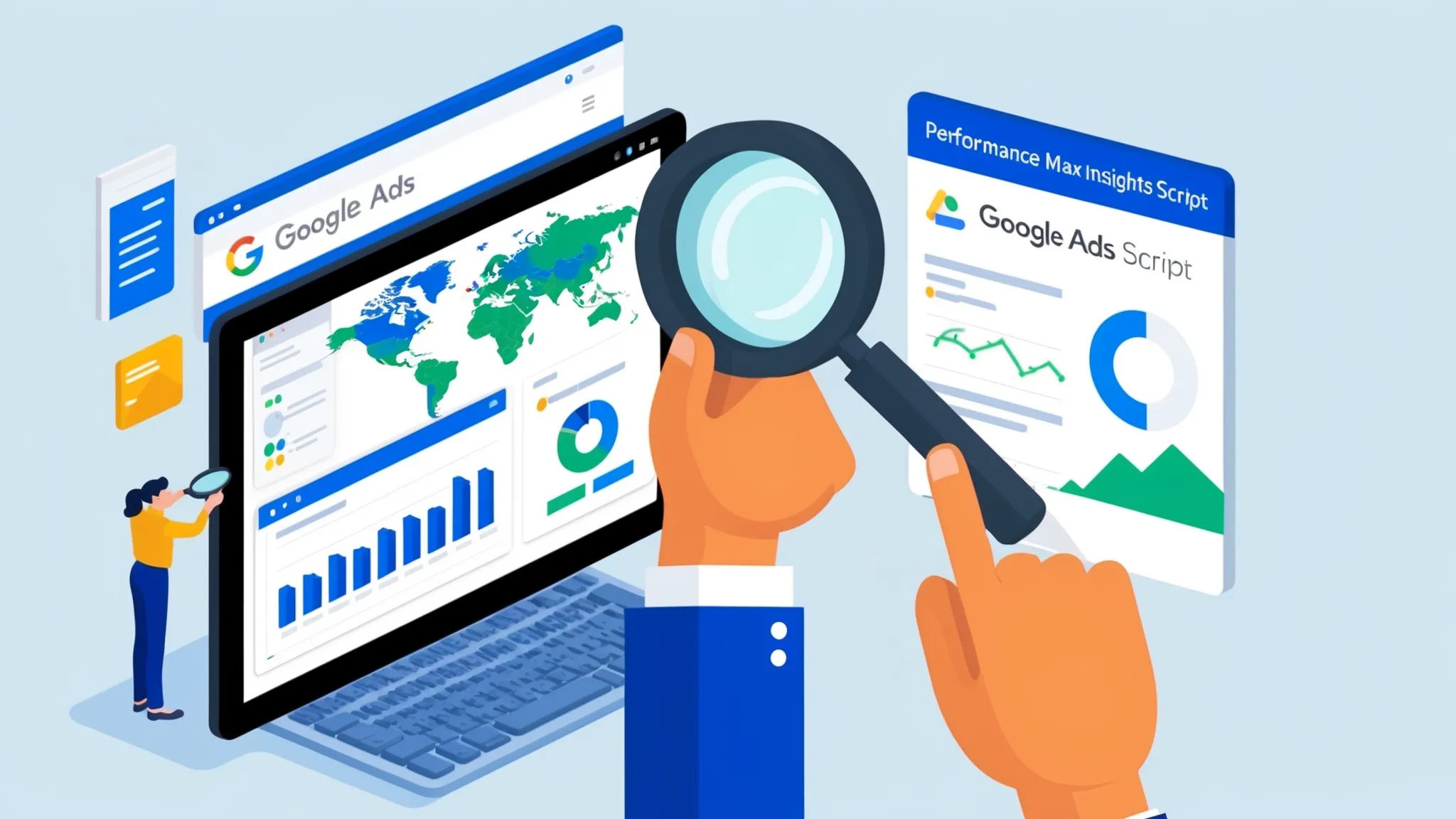 Google Ads Performance Max script providing insights into asset performance, budget allocation, and campaign optimization for better PPC results
