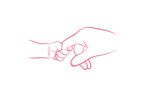 赤ちゃんが親の指を掴むイラスト