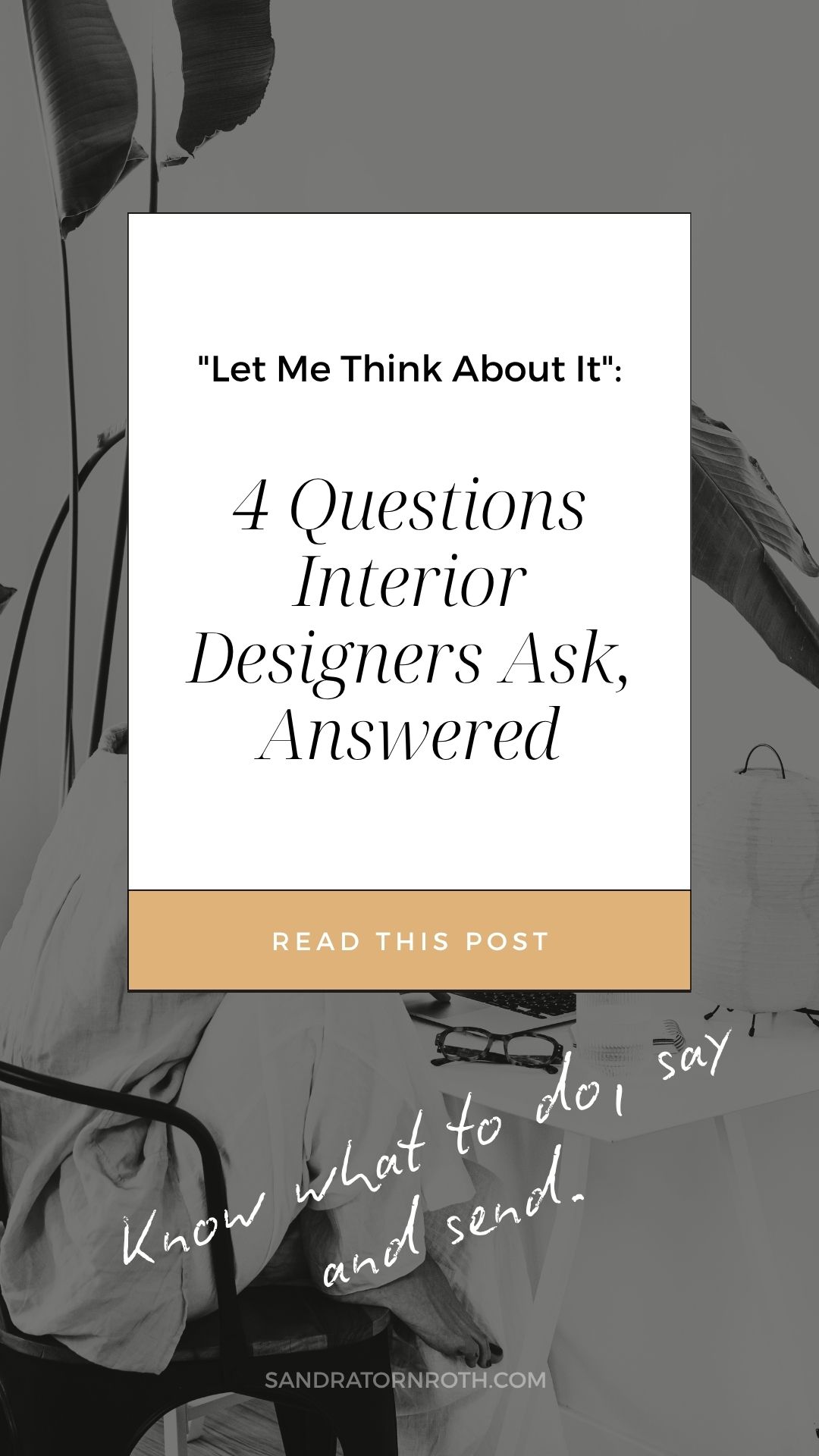 Interior design business tips for the moment a client says "let me think about it". Four questions answered: what it can mean, whether to lower your price, what to say right then, and what to do if she goes quiet. For solo interior designers, decorators, and stylists. Read the full post.