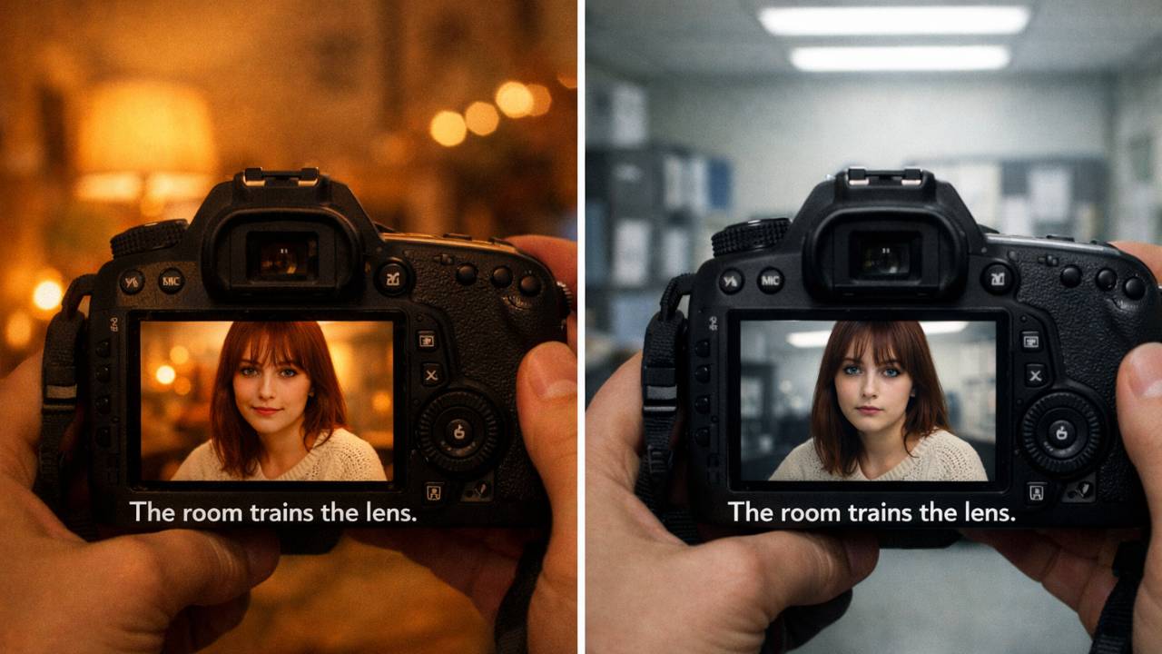 A simple doorway image with the line: “Different room, different lens.”