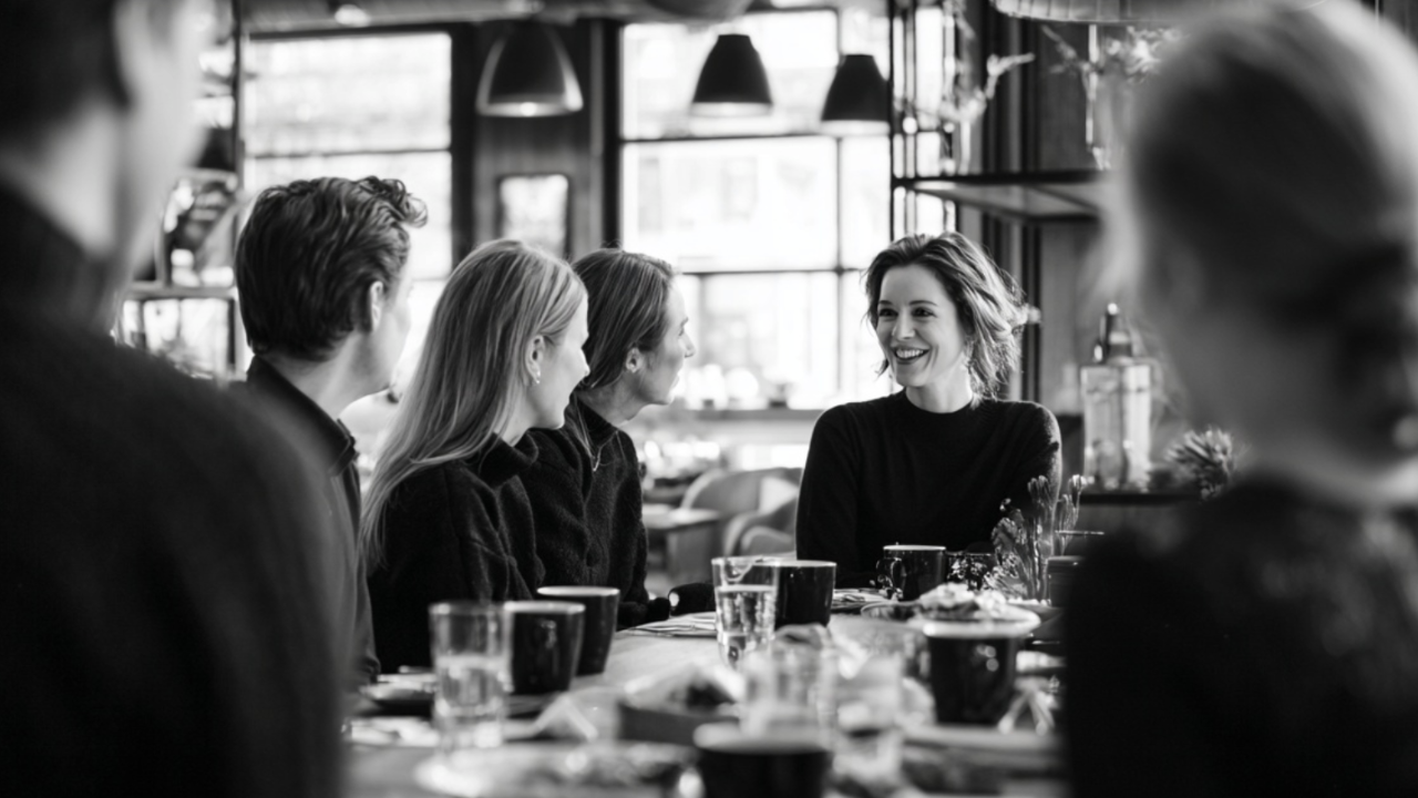 Führungskraft im Gespräch mit einer Mitarbeiterin in einem modernen Restaurant als Beispiel für professionelle Mitarbeiterentwicklung