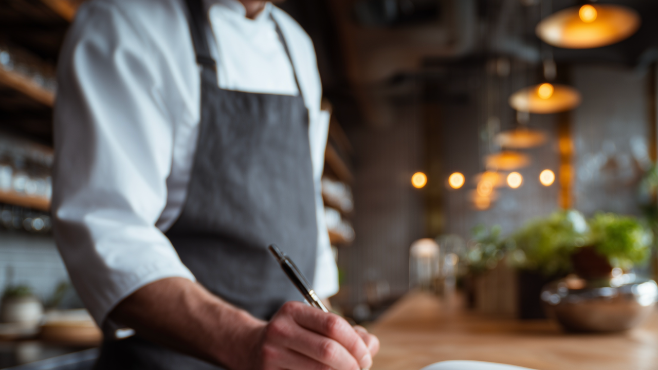 Koch im Restaurant analysiert Kosten als Zeichen von Finanzerfolg und operativer Exzellenz in der Gastronomie
