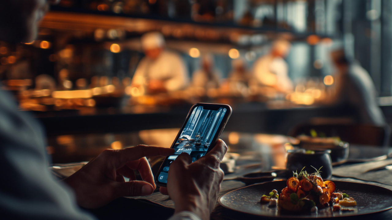 Social Media Gastronomie: Teammitglied erstellt authentischen Content im Restaurant