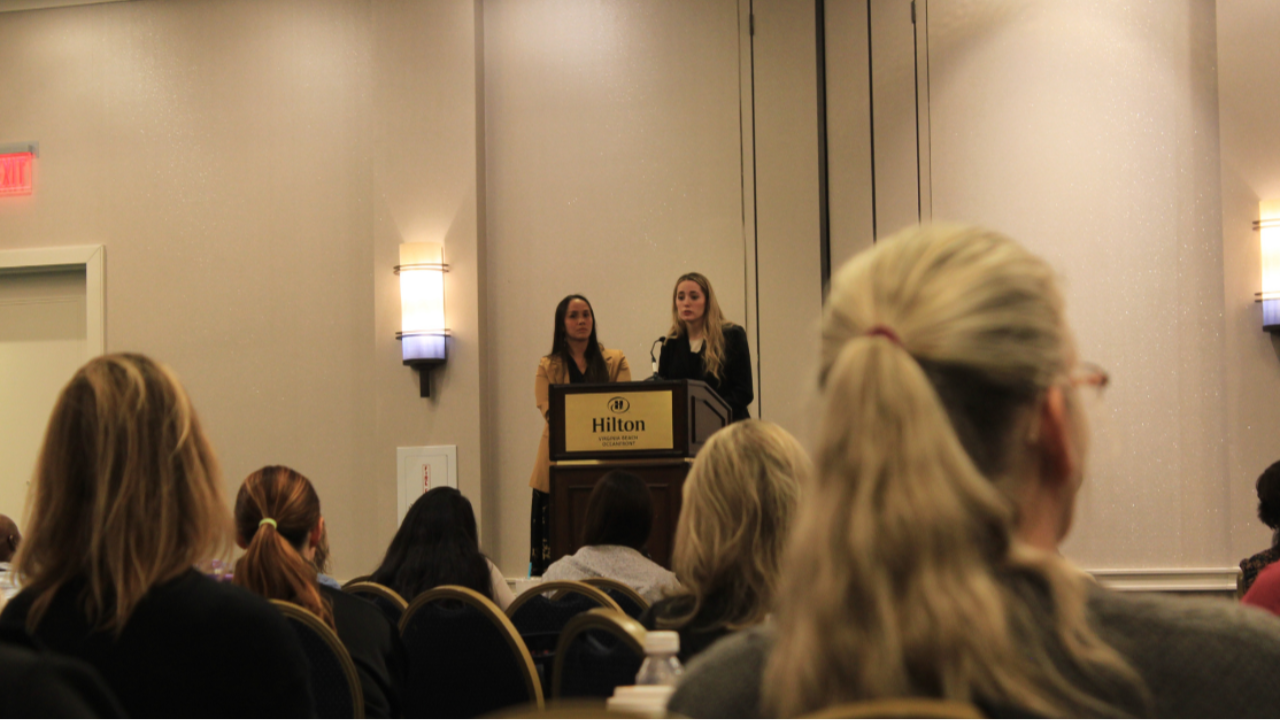 Megan Powers and Dr Schaffer speak at the Sentara Health 2025 APP Conference about human trafficking awareness and Trauma-Informed in the Hampton Roads area