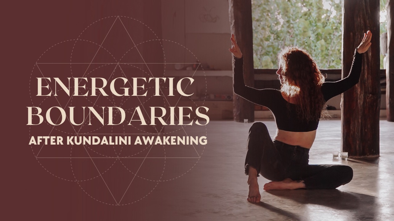 Lisa Rachel Snyder seated on studio floor holding open, grounded posture, symbolizing energetic boundaries and protecting the energy field after Kundalini awakening