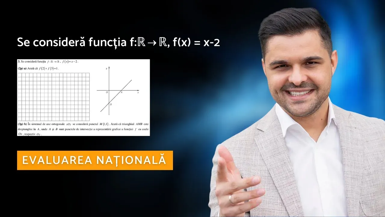 Problemă rezolvată - Funcții, Graficul funcției, clasa a VIII-a, Evaluarea Națională