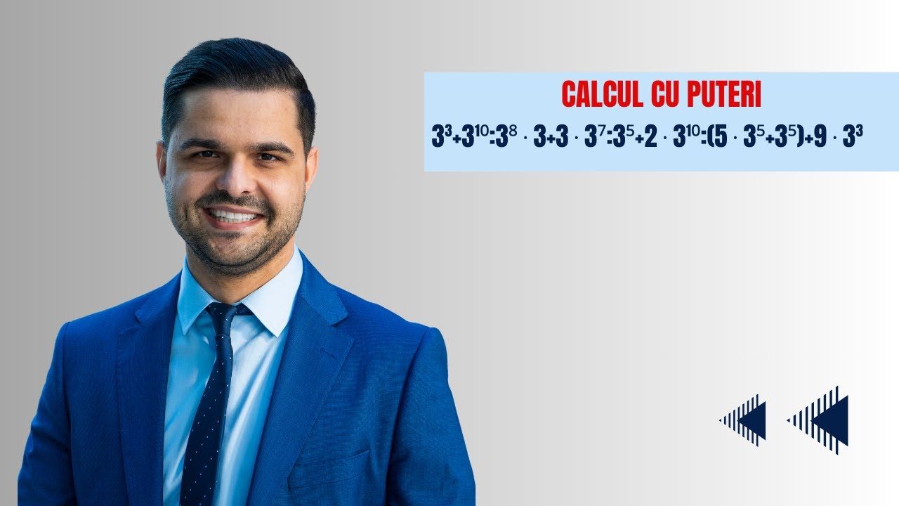 Exercițiu rezolvat - Calcul cu puteri, clasa a V-a
