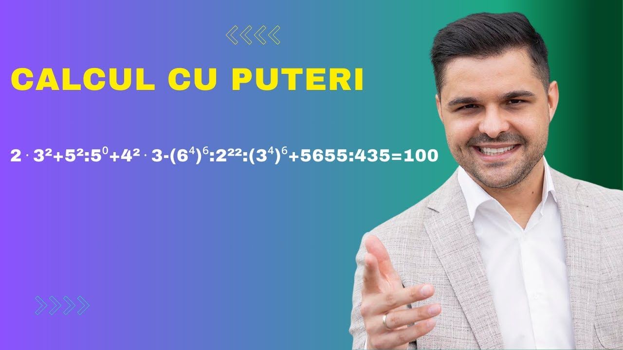 Exercițiu rezolvat - Calcul cu puteri, clasa a V-a