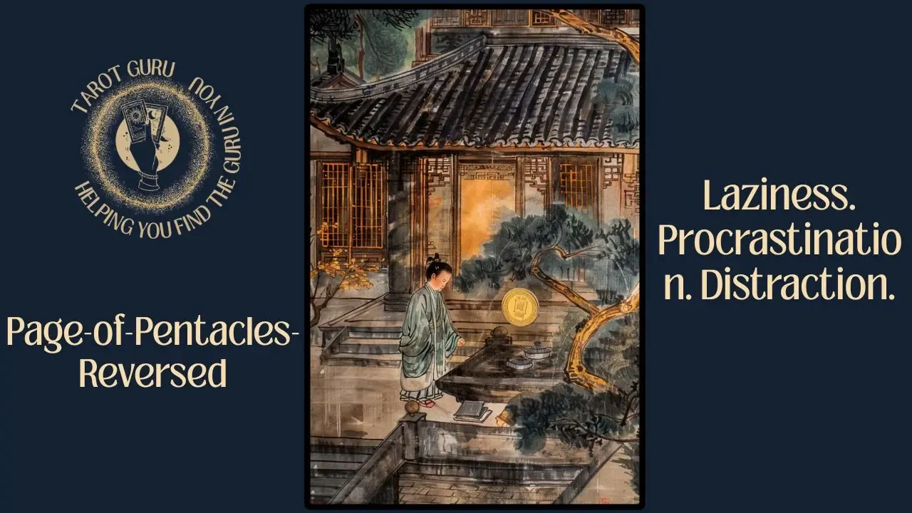 Page of Pentacles reversed tarot card showing lack of focus and unrealized potential