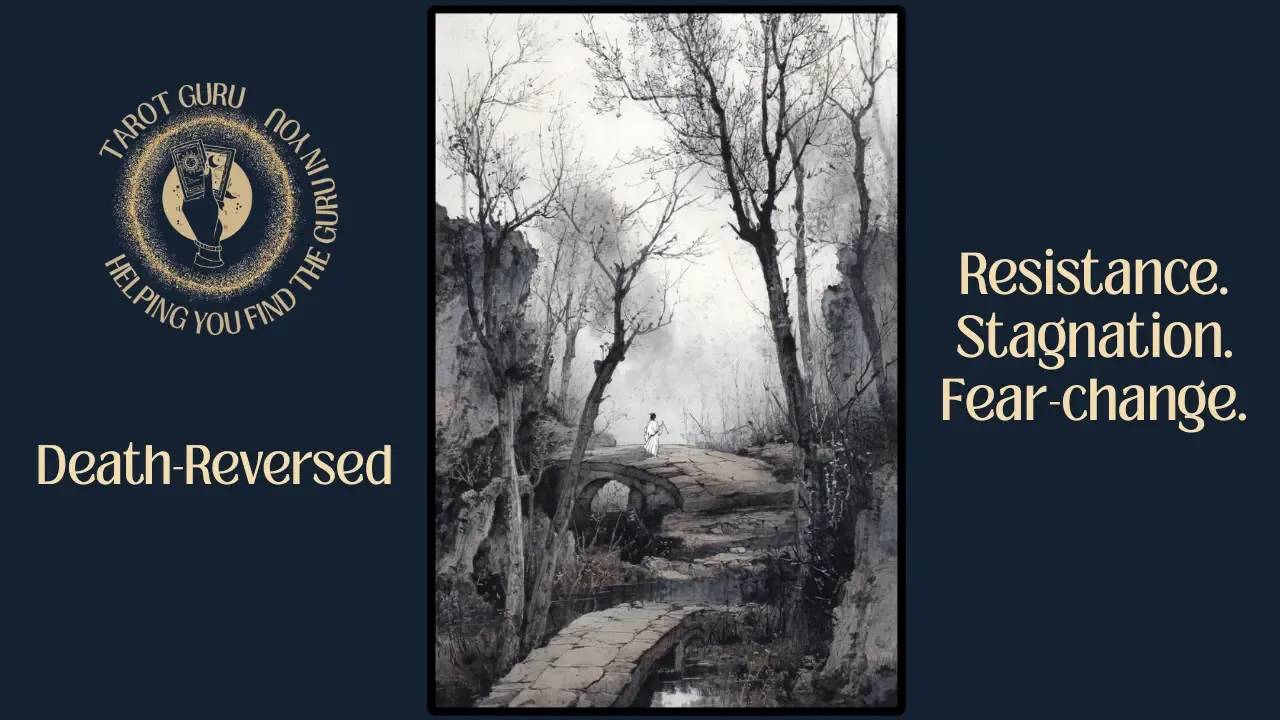 Death Reversed tarot card — custom illustration from the Eastern Archetypes Tarot Deck, showing symbolic rebirth, transition, and spiritual renewal.