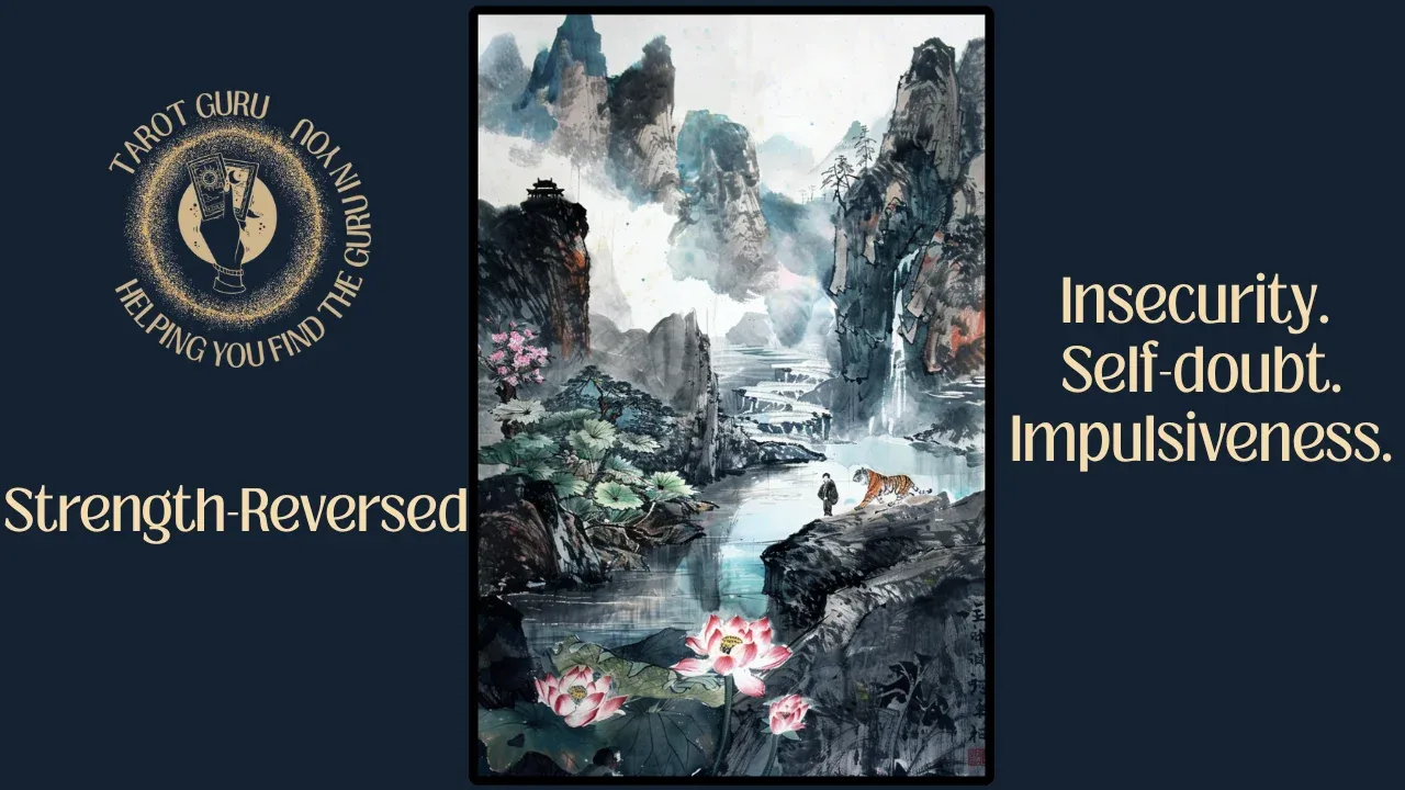 Strength reversed card from the Eastern Arcana Tarot deck showing confusion between power and violence