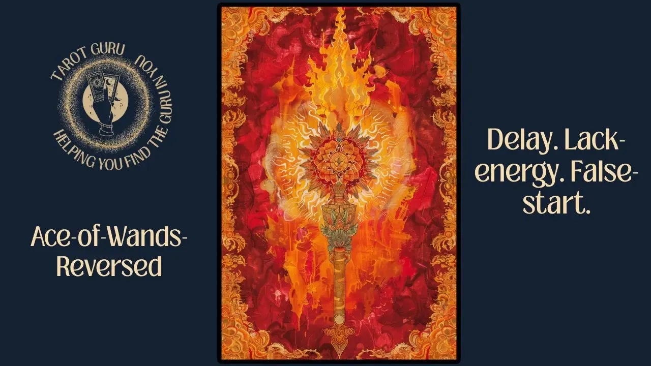 Ace of Wands Reversed tarot card illustration – blocked inspiration, stalled beginnings, redirected fire energy.