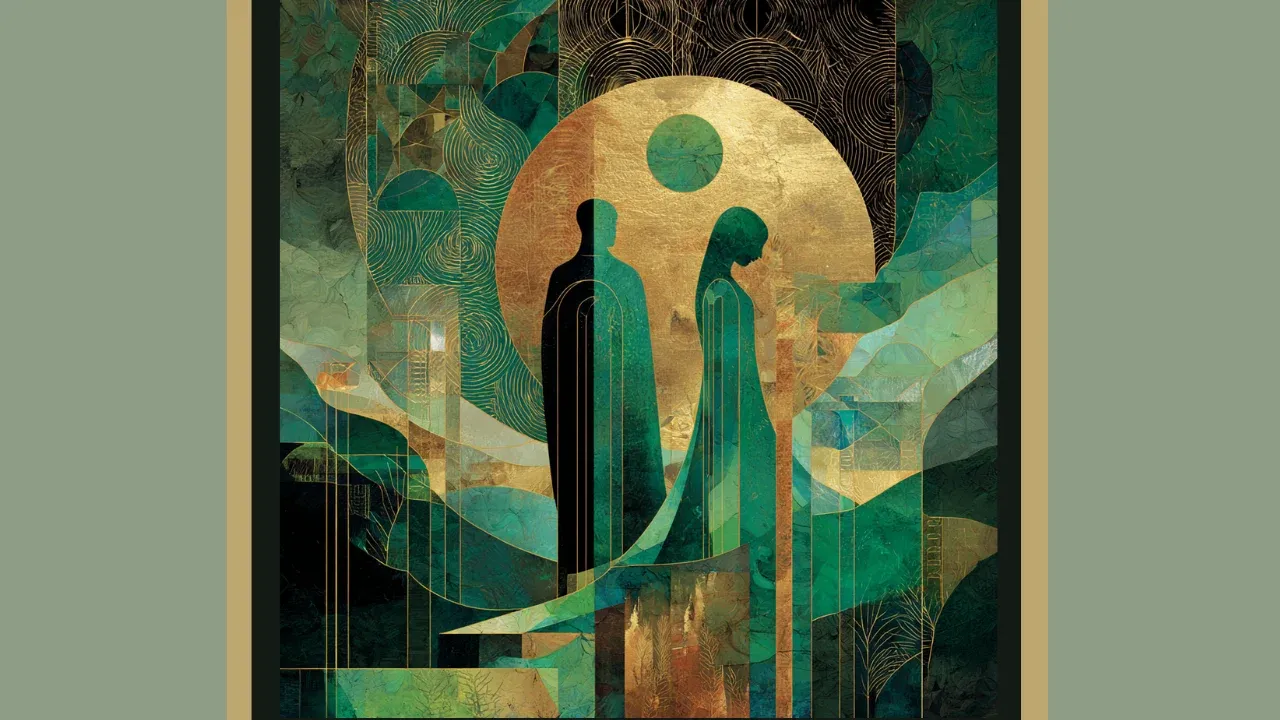 The Lovers tarot card showing two figures beneath an angel representing choice, authenticity, and alignment with your own truth in relationships