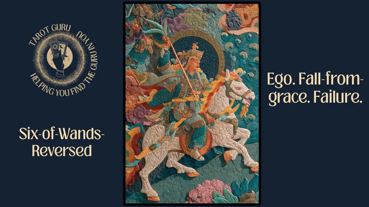 Six of Wands Reversed tarot card illustration – delayed recognition, shaken confidence, hidden victories.