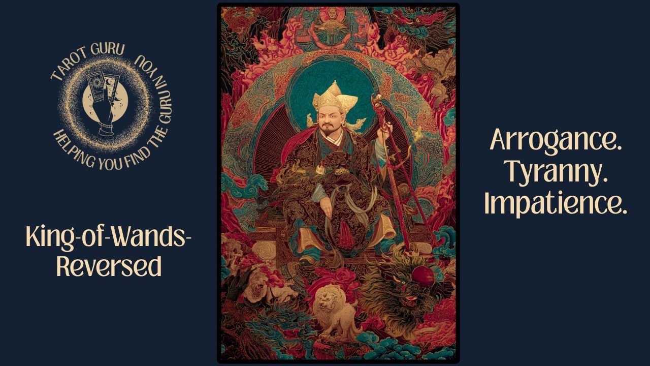 King of Wands Reversed tarot illustration – ego, control, misdirected leadership, shadow authority