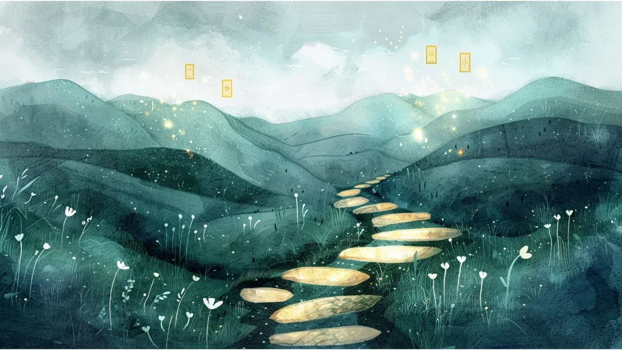 golden pathway leading to tarot cards