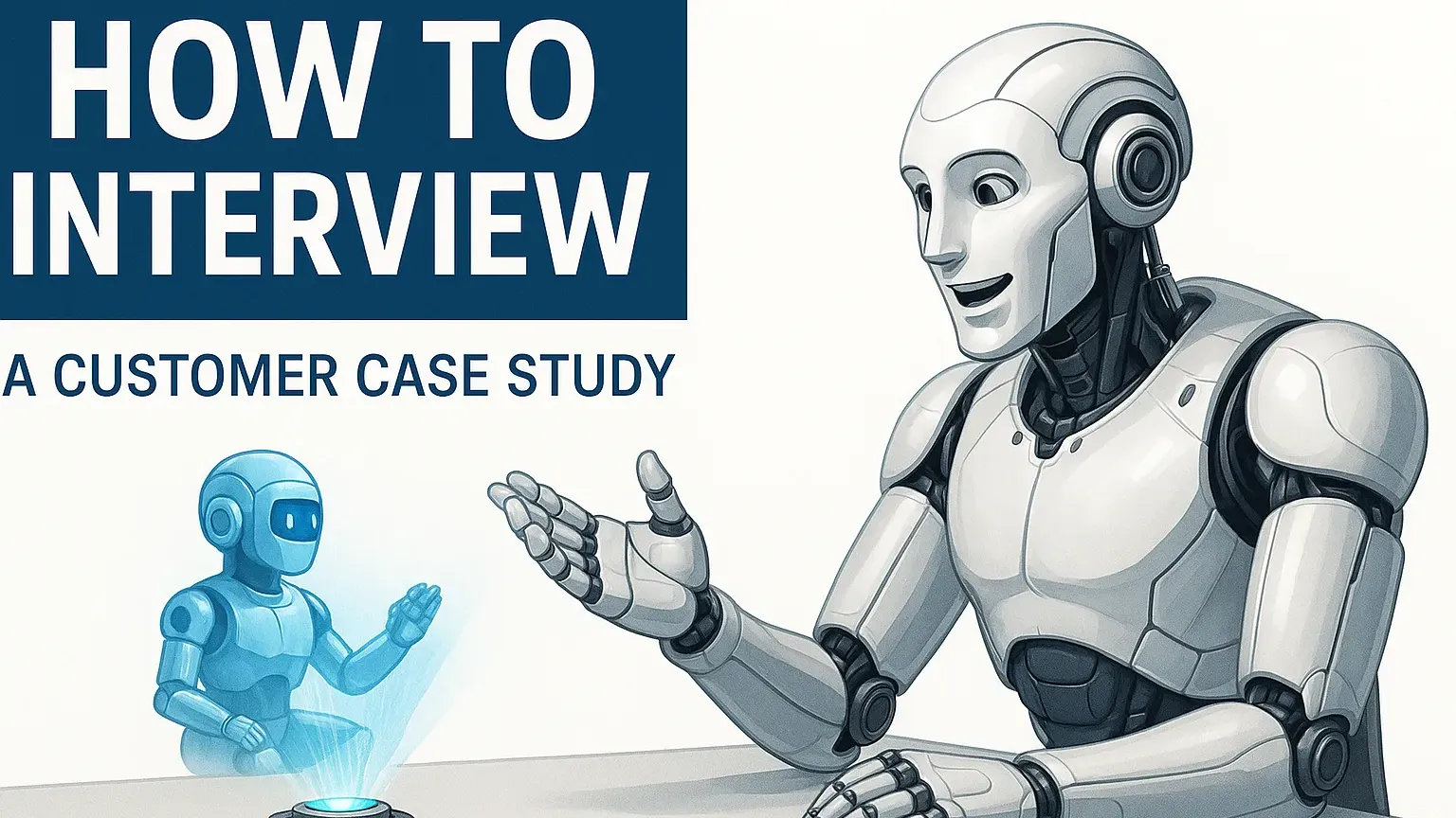 robot interviewing hologram