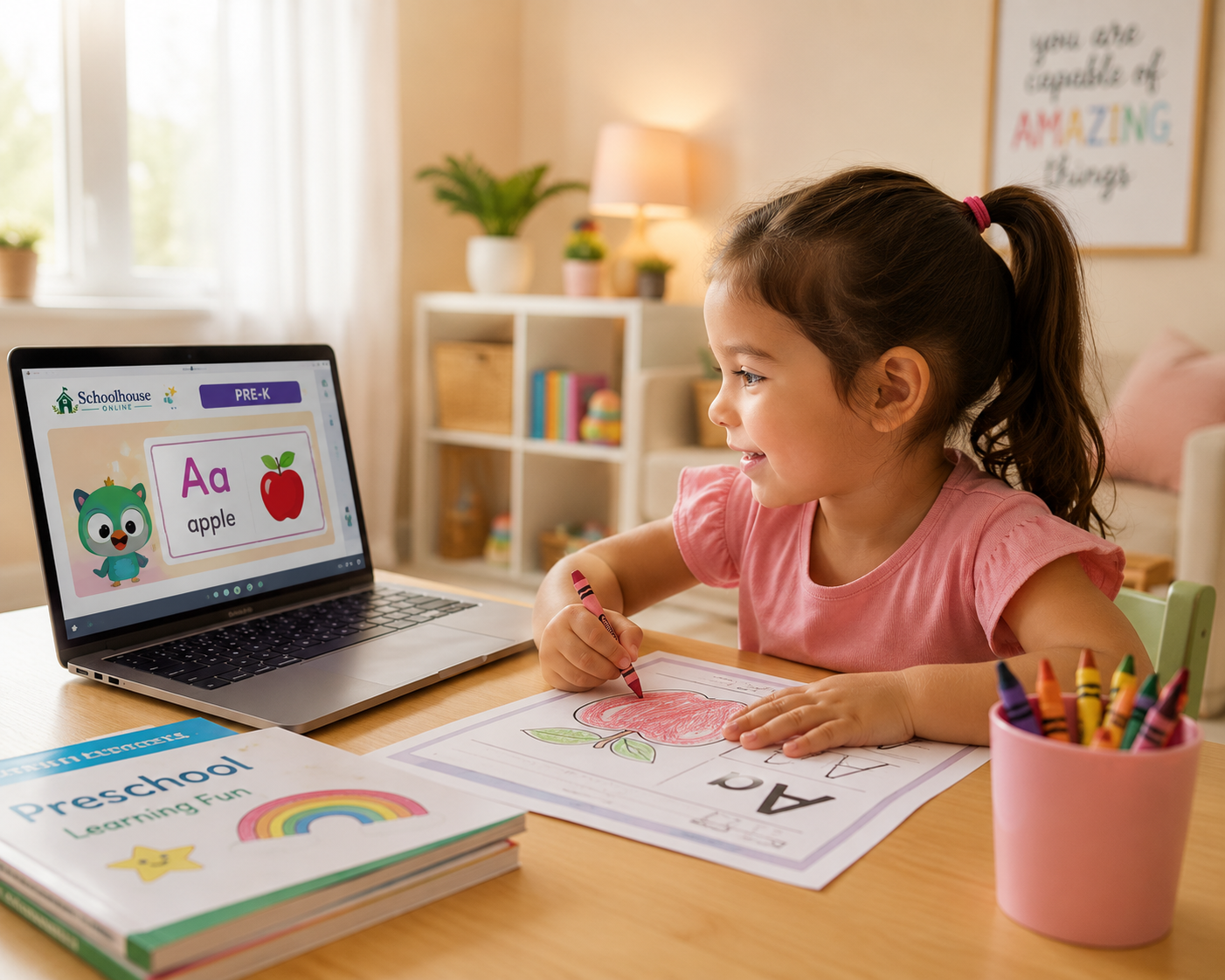 Preschool child learning from home