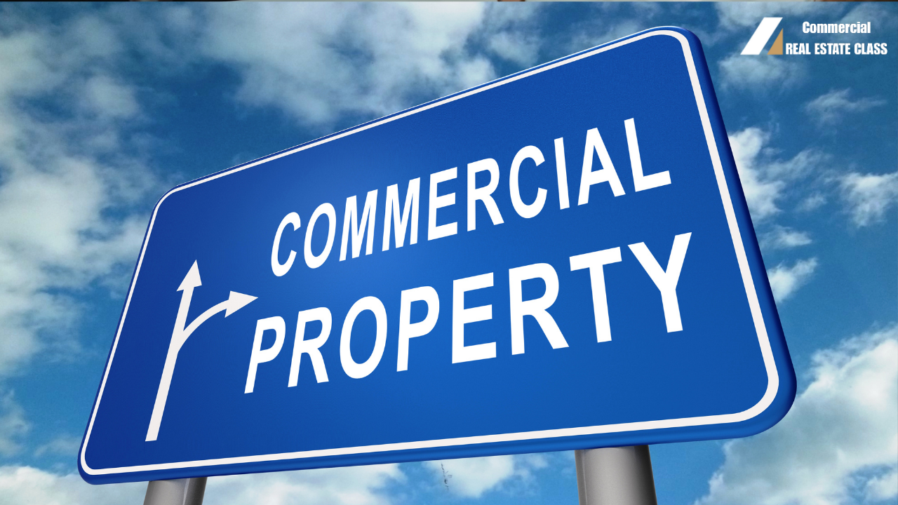 Blue road sign reading “Commercial Property” pointing investors toward opportunities to find commercial real estate deals and income-producing investment properties.