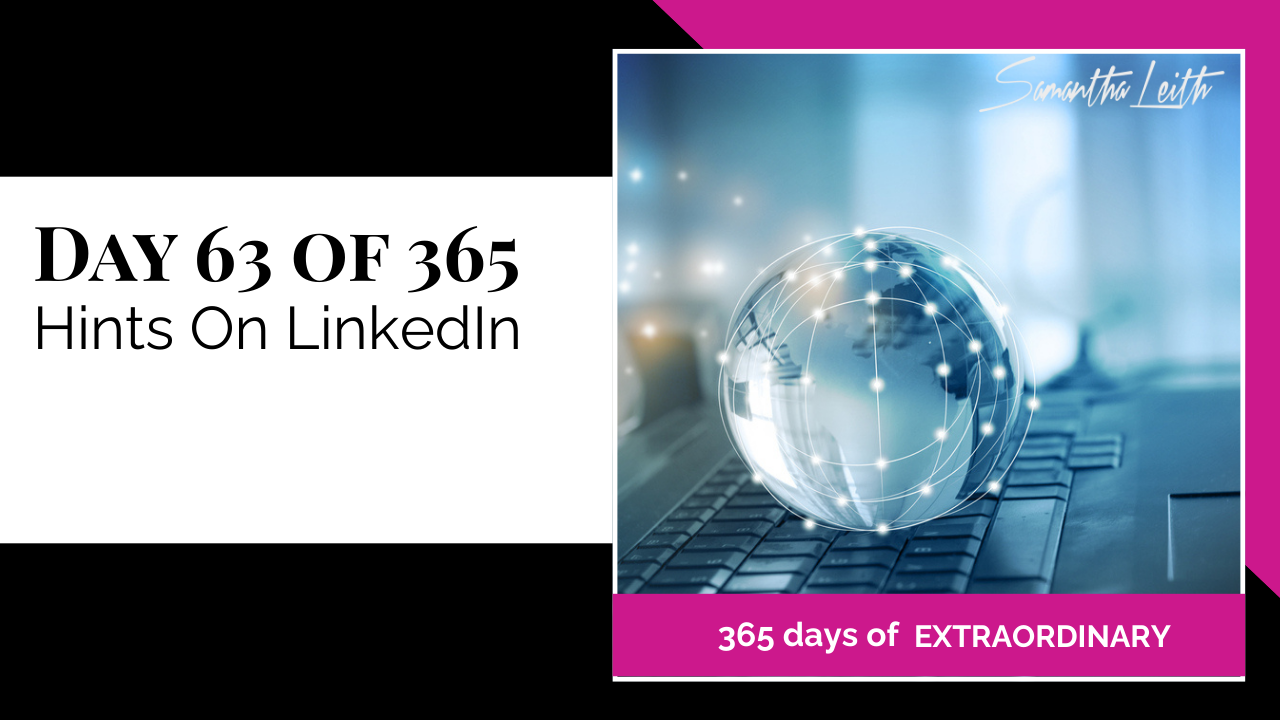 Thumbnail graphic for the topic, 'Hints On LinkedIn.' The image shows a glowing, digital globe resting on a laptop keyboard, symbolizing global professional networking, technology tips, and connecting with the business world.