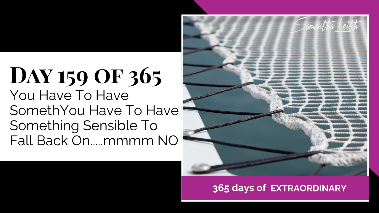 White marine safety netting or catamaran netting pulled taut above a dark blue background, visually representing the idea of a financial or professional safety net and challenging conventional advice on sensible planning and risk management.