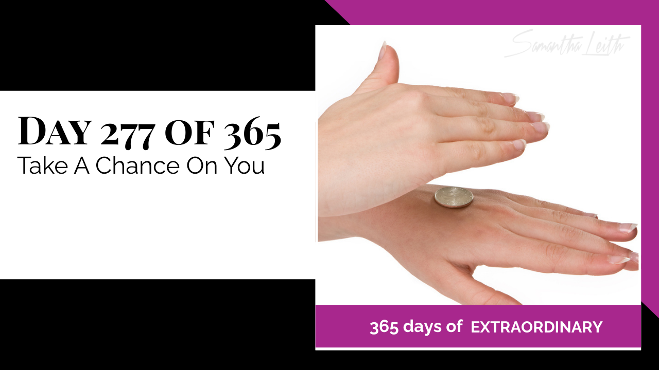 "Day 277 of 365: Take A Chance On You thumbnail showing a silver coin resting on a hand, ready for a coin toss."
