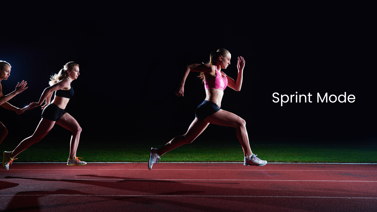 Runner sprinting on a track symbolizing fast-paced work and burnout