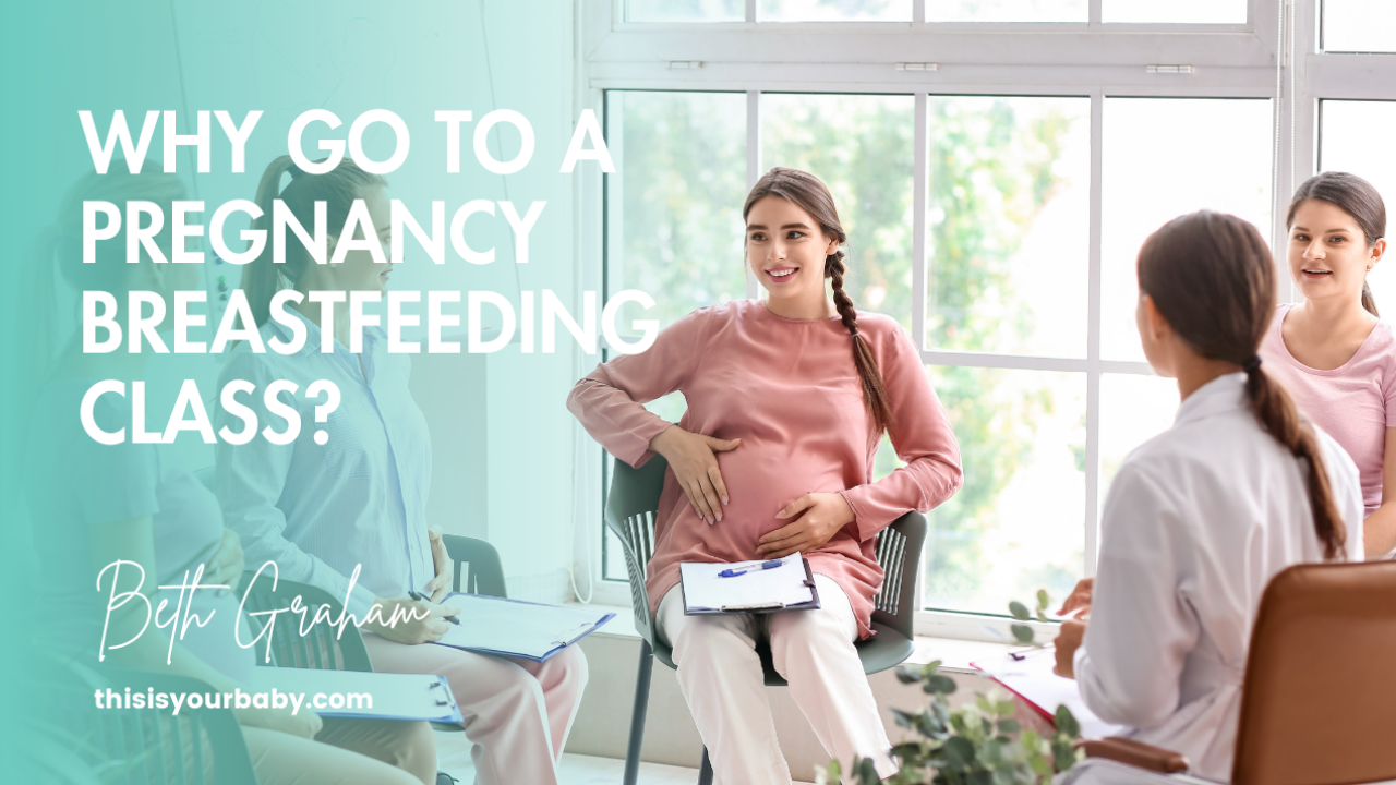 Pregnant women in a class with notepads