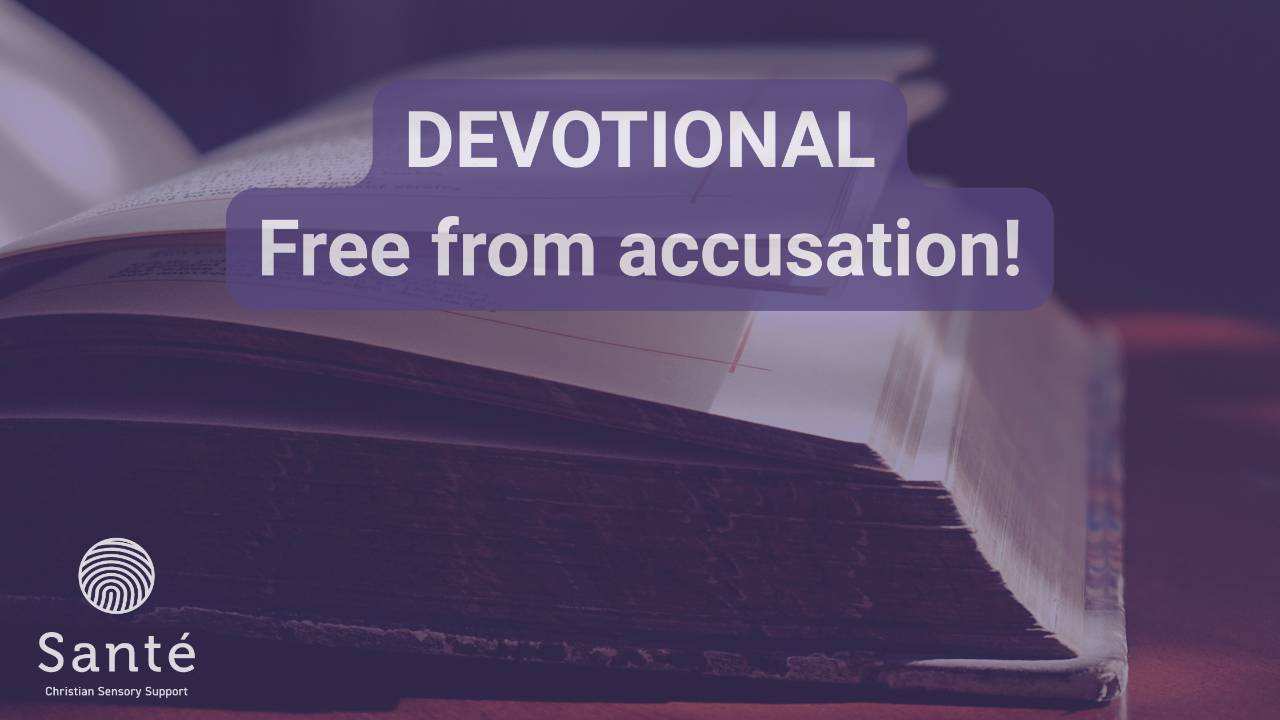 Devotional cover: Bible with titles: Free from accusation