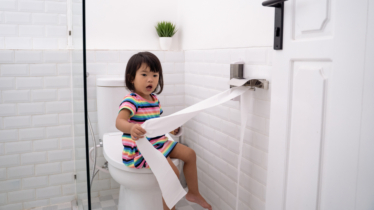 Toddler on the toilet during potty training