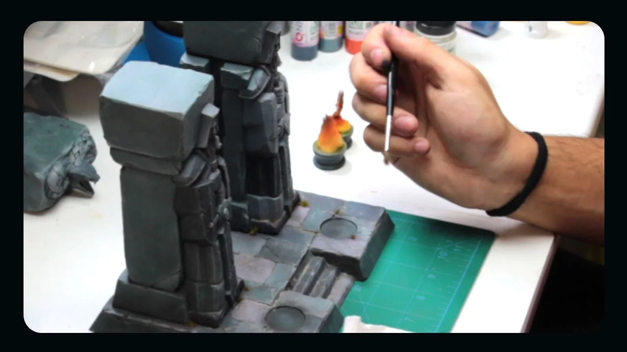 Proceso de pintura a mano del Dark Portal impreso en 3D