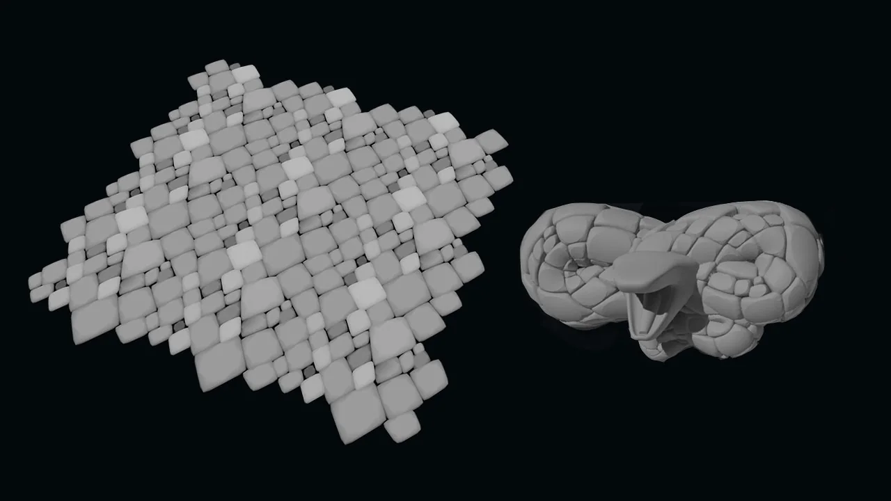 Patrones de piedra y escamas utilizados durante la creación del Dark Portal